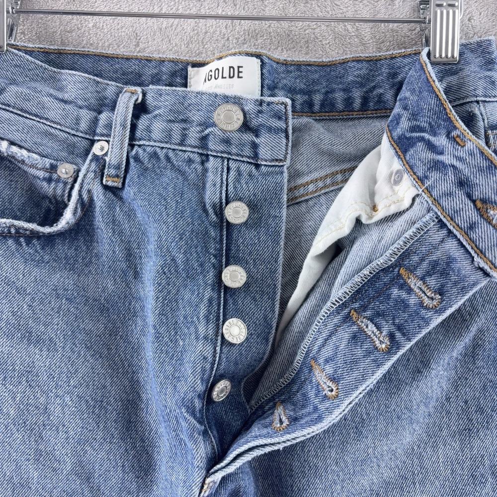 AGOLDE 90s Jeans Womens Size 26x29 Blue Wash Denim Button Fly Straight Leg - Picture 5 of 9